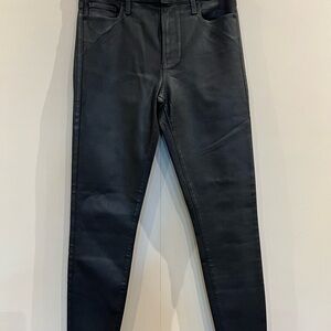 PAIGE Hoxton Ultra, Skinny Metallic coated Charcoal Jeans